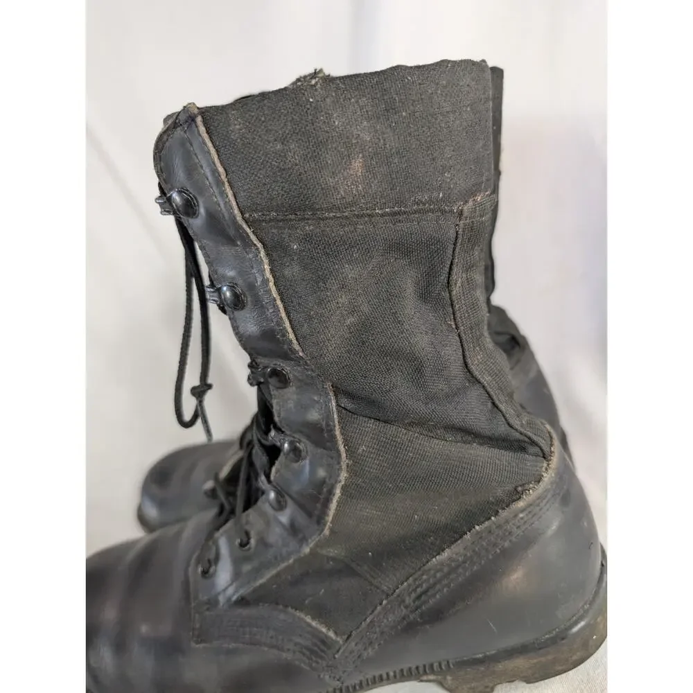 Ro-Search Combat Boots Mens 9.5 W Black Leather Military Tactical Lug Sole Shoes